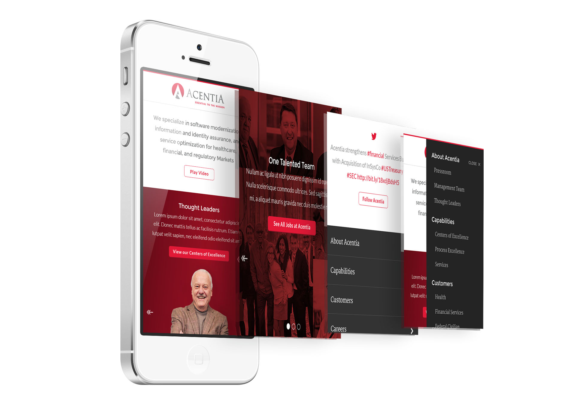 Acentia mobile design comps