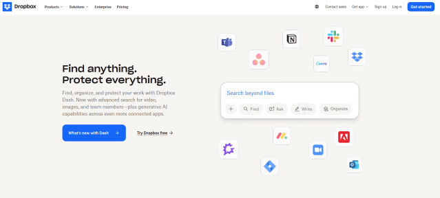 Dropbox using flat design on its website