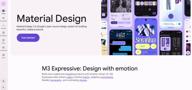 Google Material Design’s use of flat website design