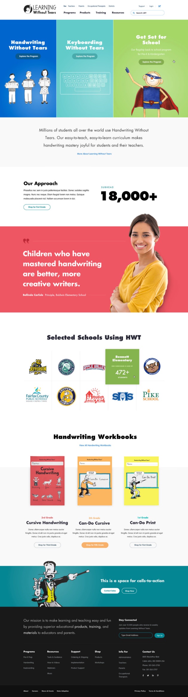 Full screenshot of Learning Without Tears website