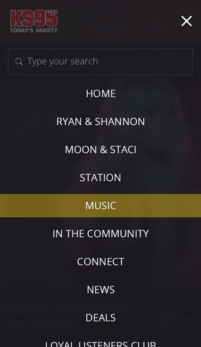 Hubbard Radio mobile menu