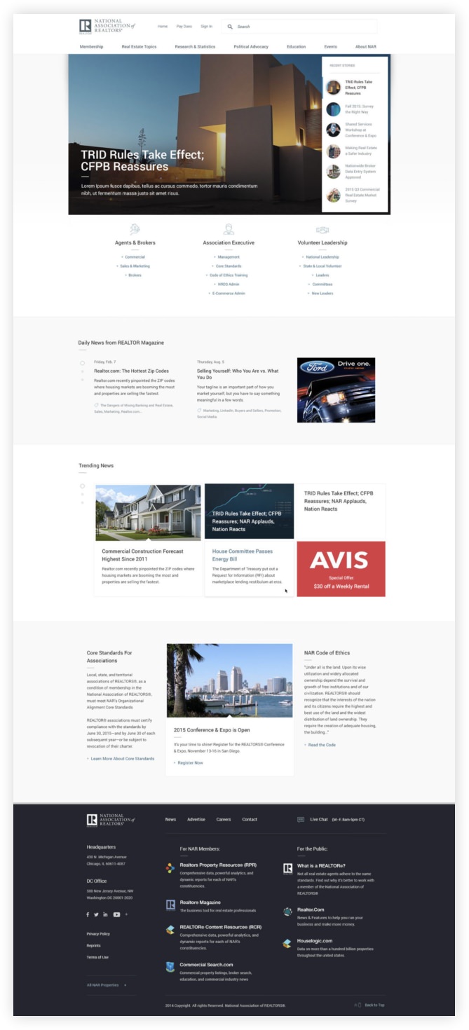 Full screenshot of National Association for Realtors' website