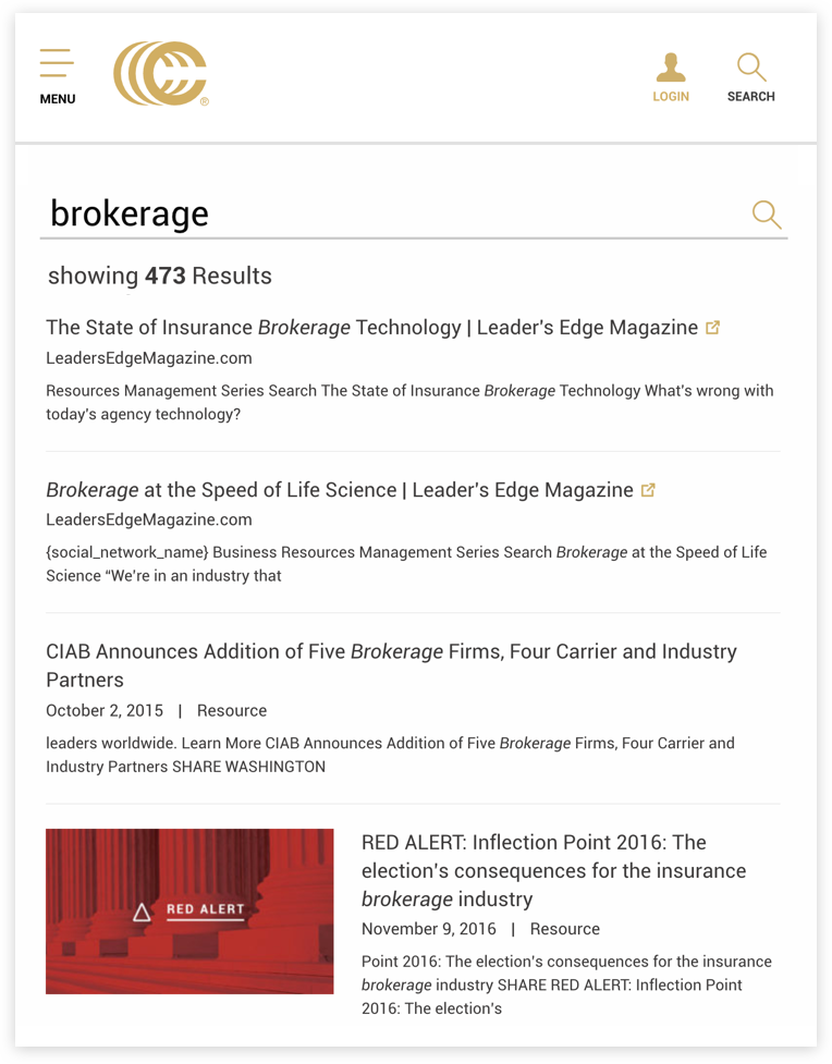 The Council of Insurance Agents & Brokers mobile website mockup