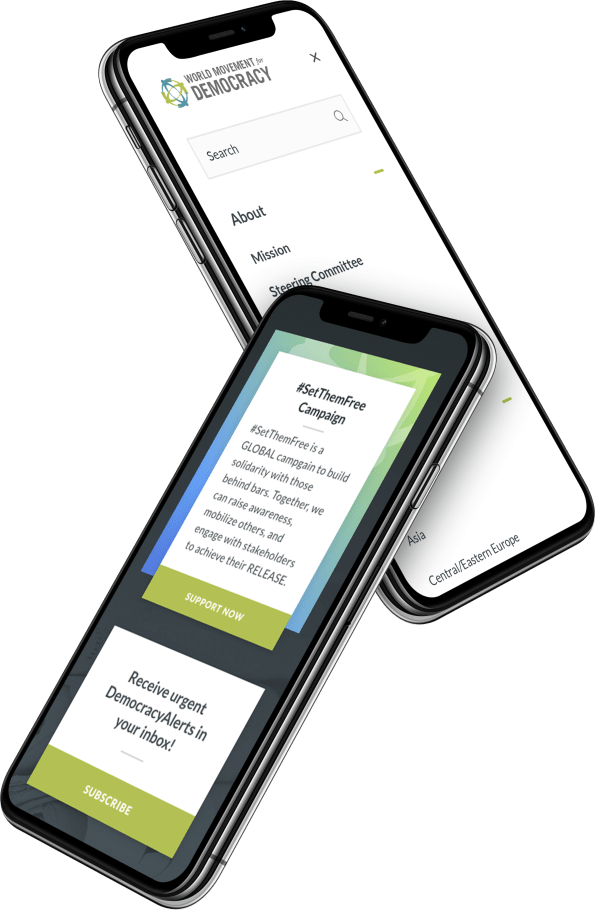 World Movement for Democracy on mobile device