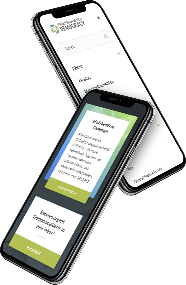 World Movement for Democracy on mobile device