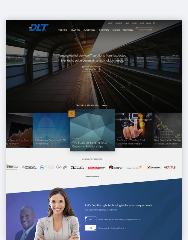 Screen shot of DLT homepage