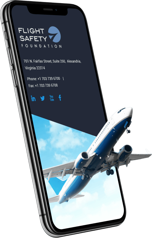 Association web design example featuring the Journal of Flight Safety Foundation mobile website, developed by WDG.