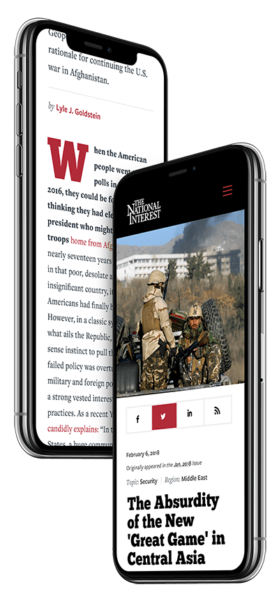 News Article from The National Interest displayed on a mobile device.