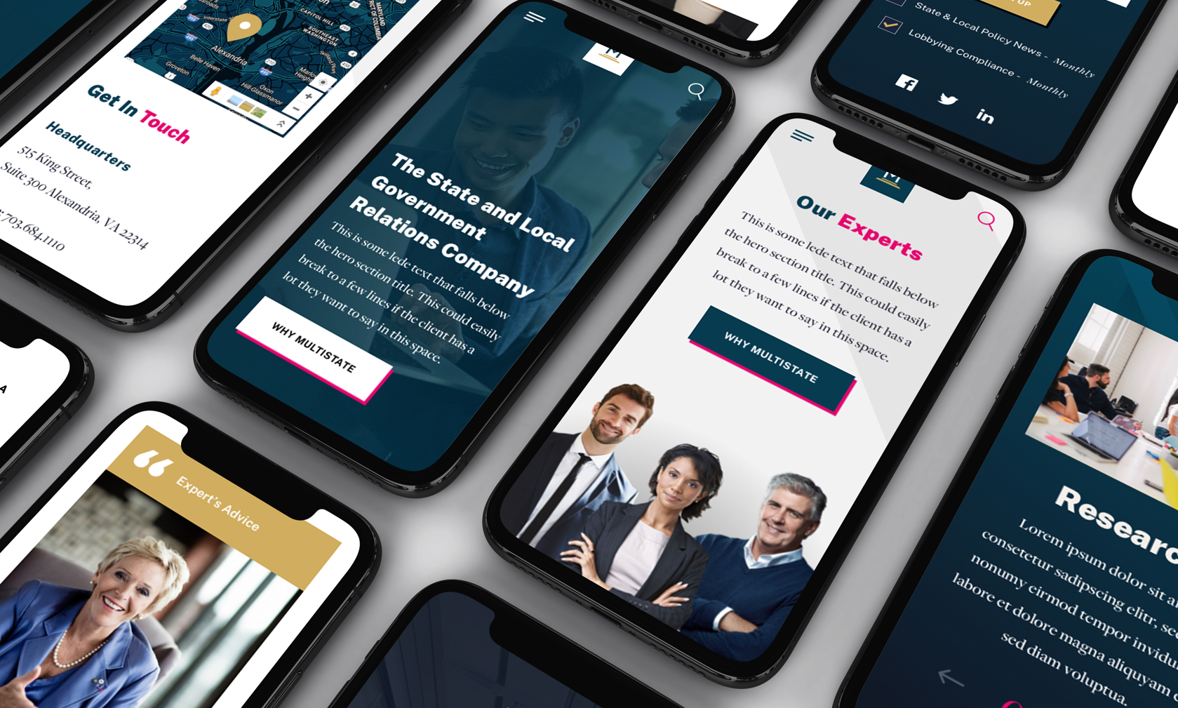 A series of mobile screens from MultiState.