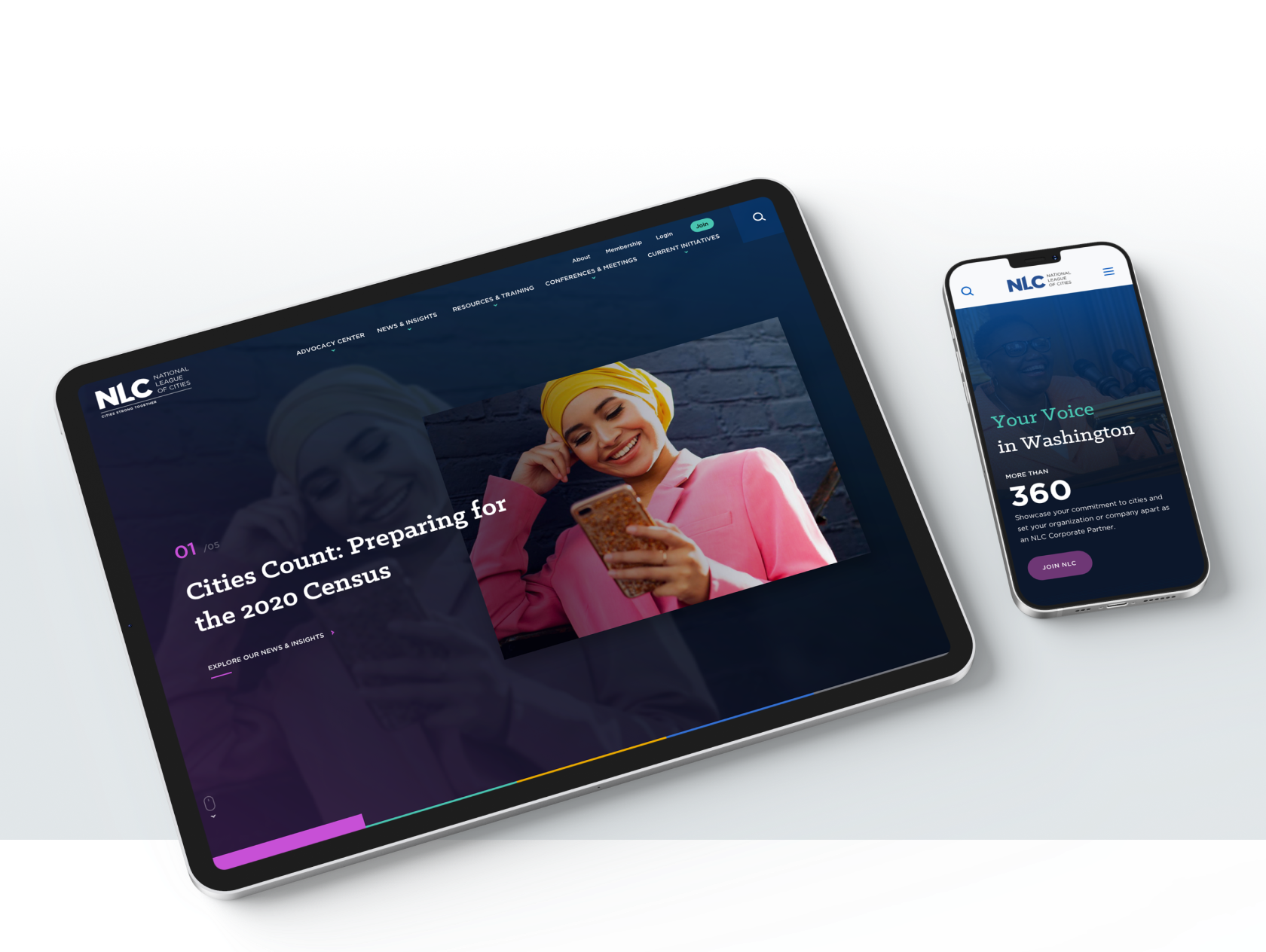 NLC website redesign project - mobile & desktop view