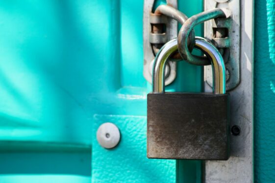 A privacy lock on a door handle