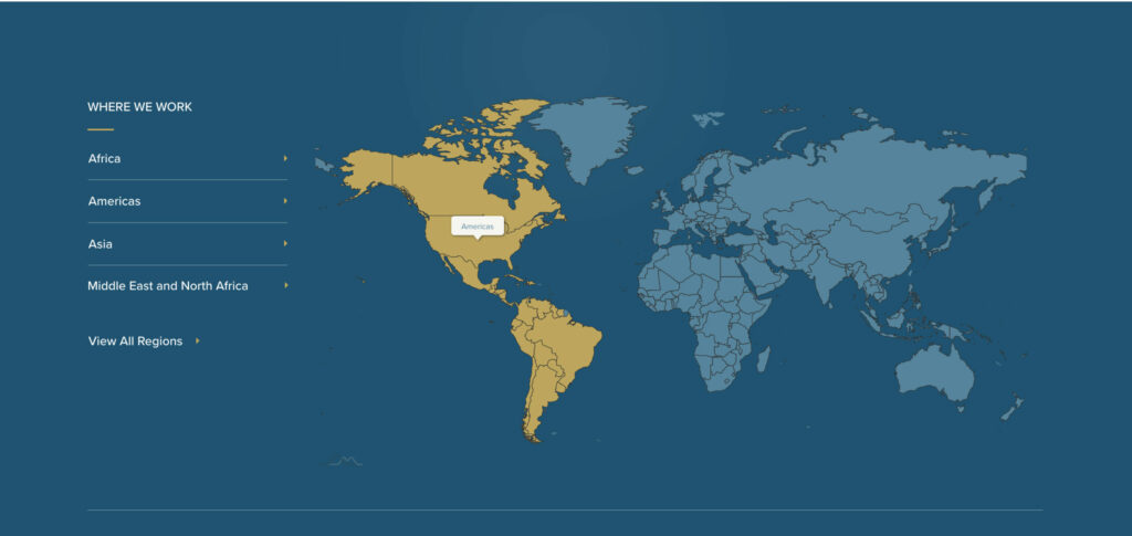 amCharts map integration interface with highlighted country locations for the united institute of peace usip