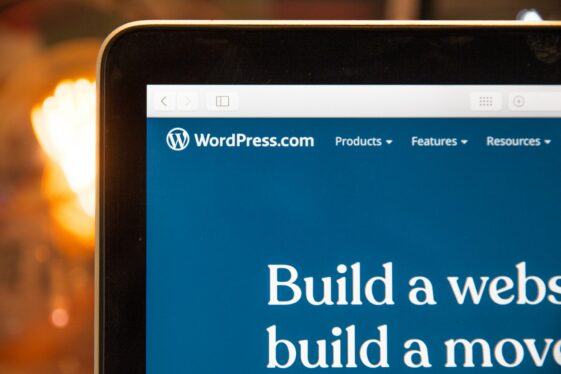 WordPress website design open on a laptop