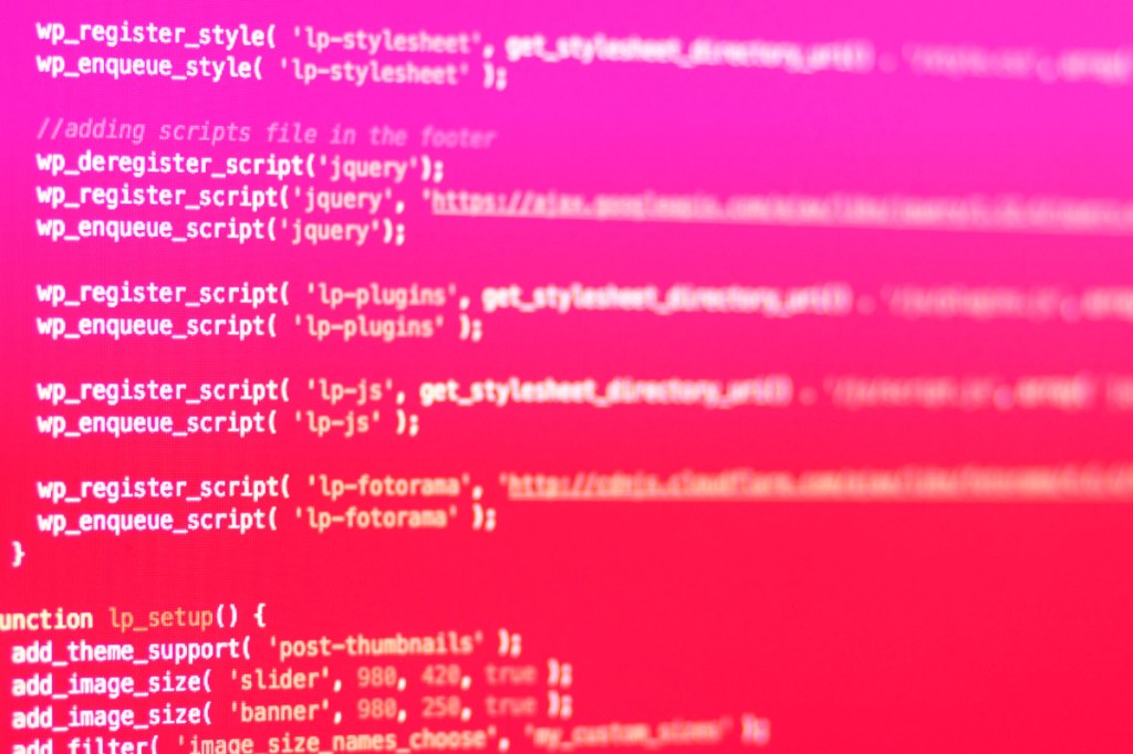 WordPress development code on screen