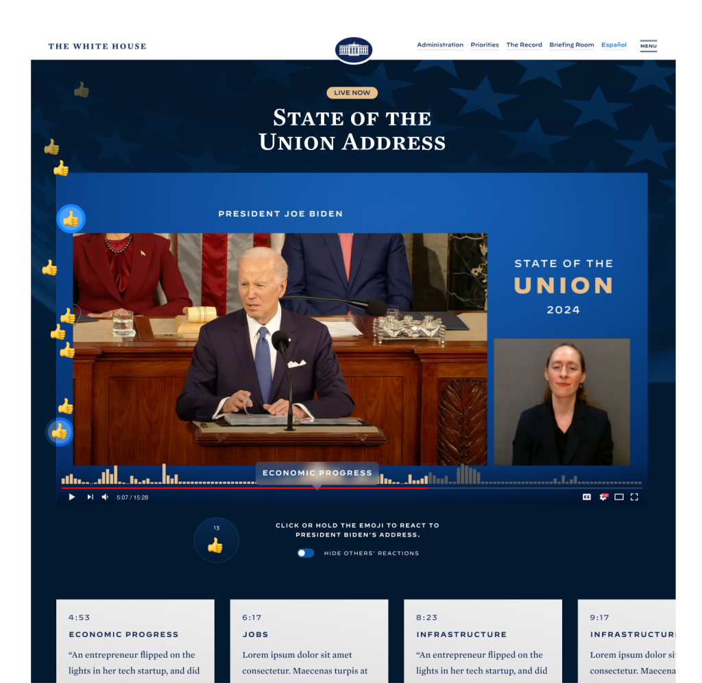 Design view of the WDG designed and built 2024 State of the Union event website